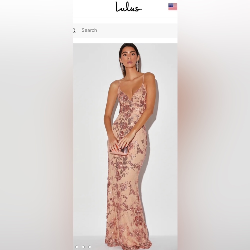 Shine Language Rose Gold Sequin Mermaid Maxi Dress